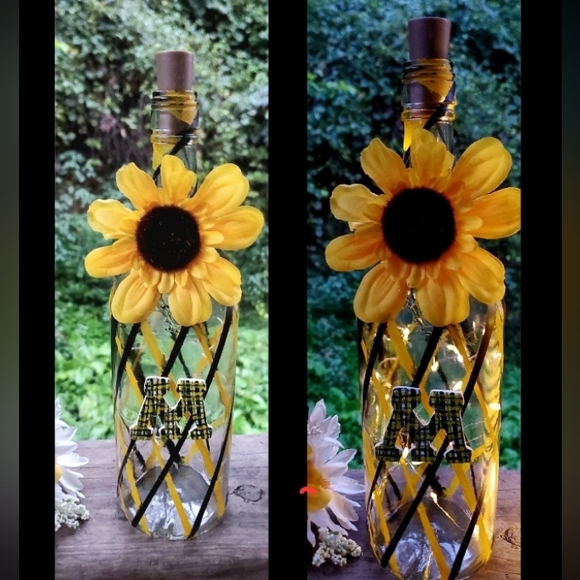 Handcrafted Lighted Sunflower Decor Bottles - Picture 5 of 10